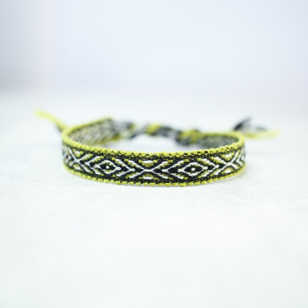 Boho Chartreuse Woven Bracelet, Cottagecore Green, Minimalist Woven Bracelet